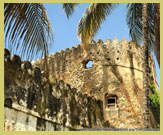 Fortifications on the Omani Fort (Ngome Kongwe) in the Stone Town of Zanzibar UNESCO world heritage site, Tanzania